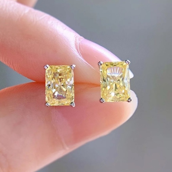 1ct Canary Radiant Earrings - Picture 4 of 12